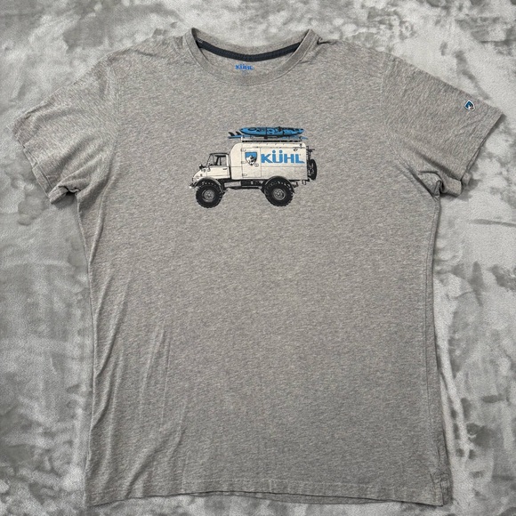 Kuhl Mog Shirt Mens L Gray Wildfibre Organic Cotton Truck Graphic Tee Outdoor - Picture 2 of 8